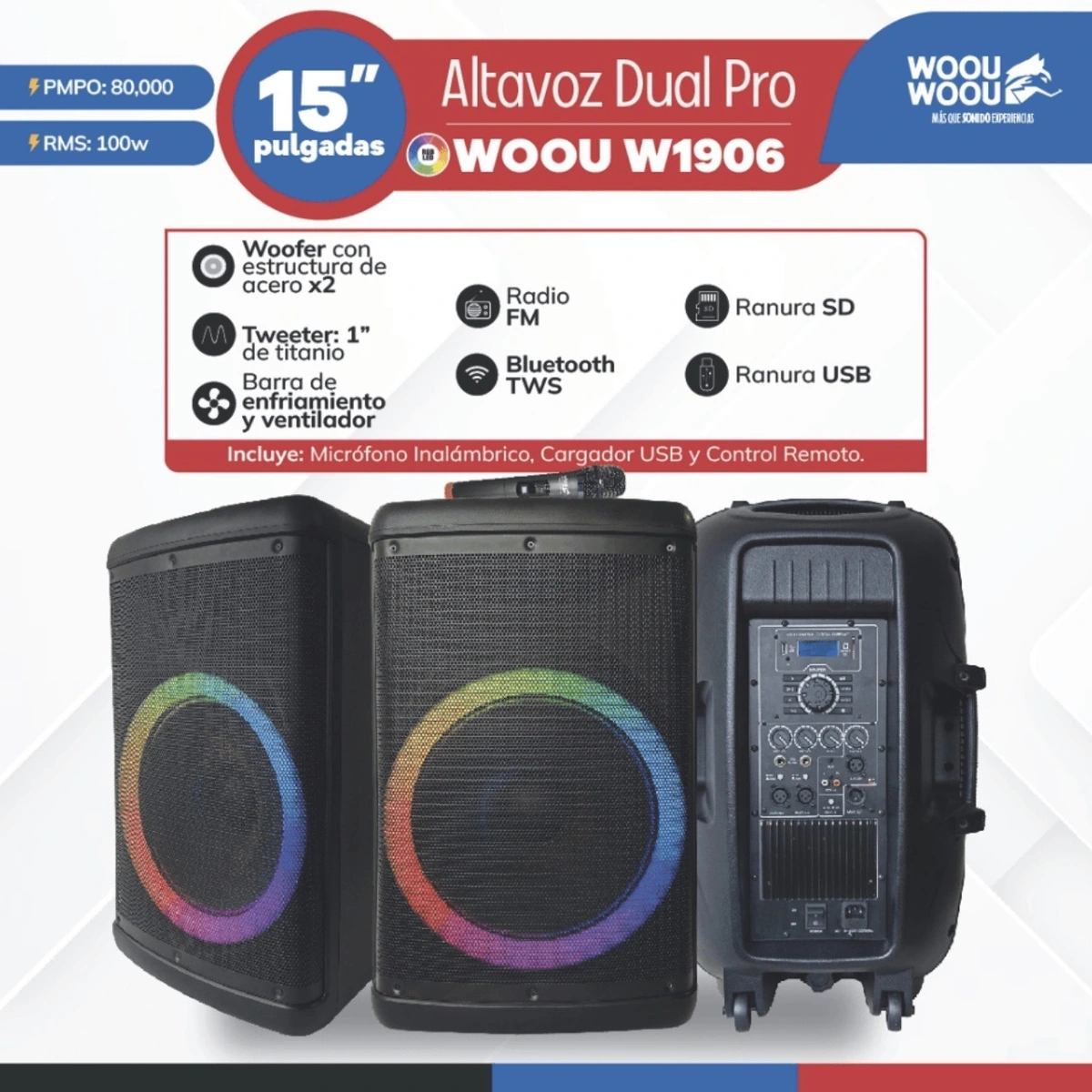 PARLANTE WOOU WOOU 15” W1906M