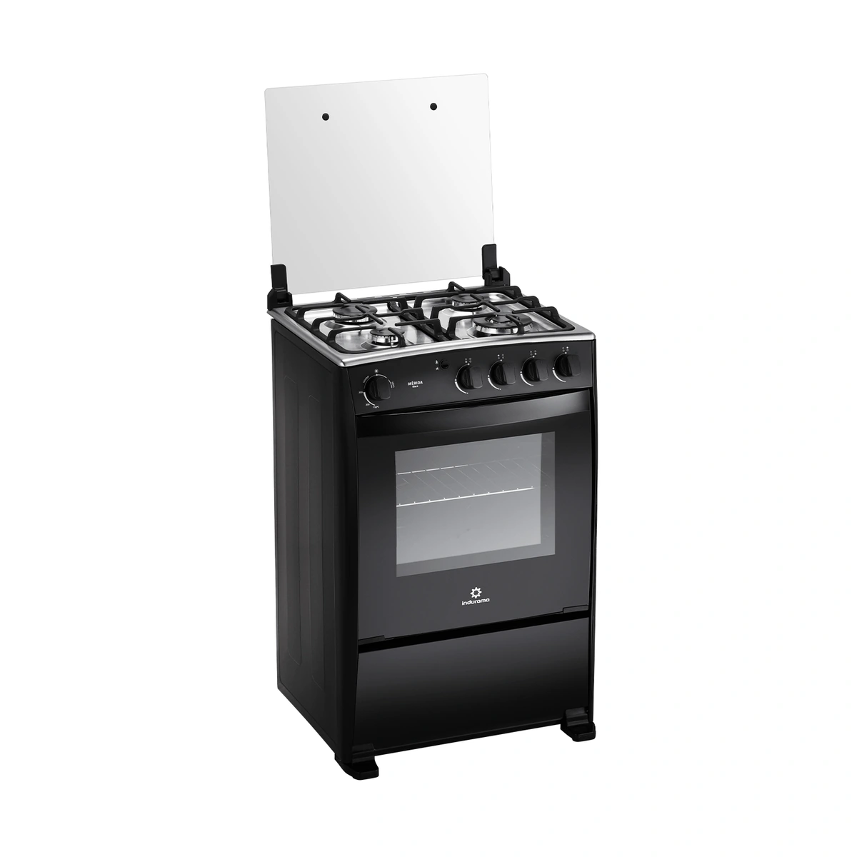 COCINA INDURAMA MERIDA BLACK QUARZO NEGRA 4 QUEMADORES 24"
