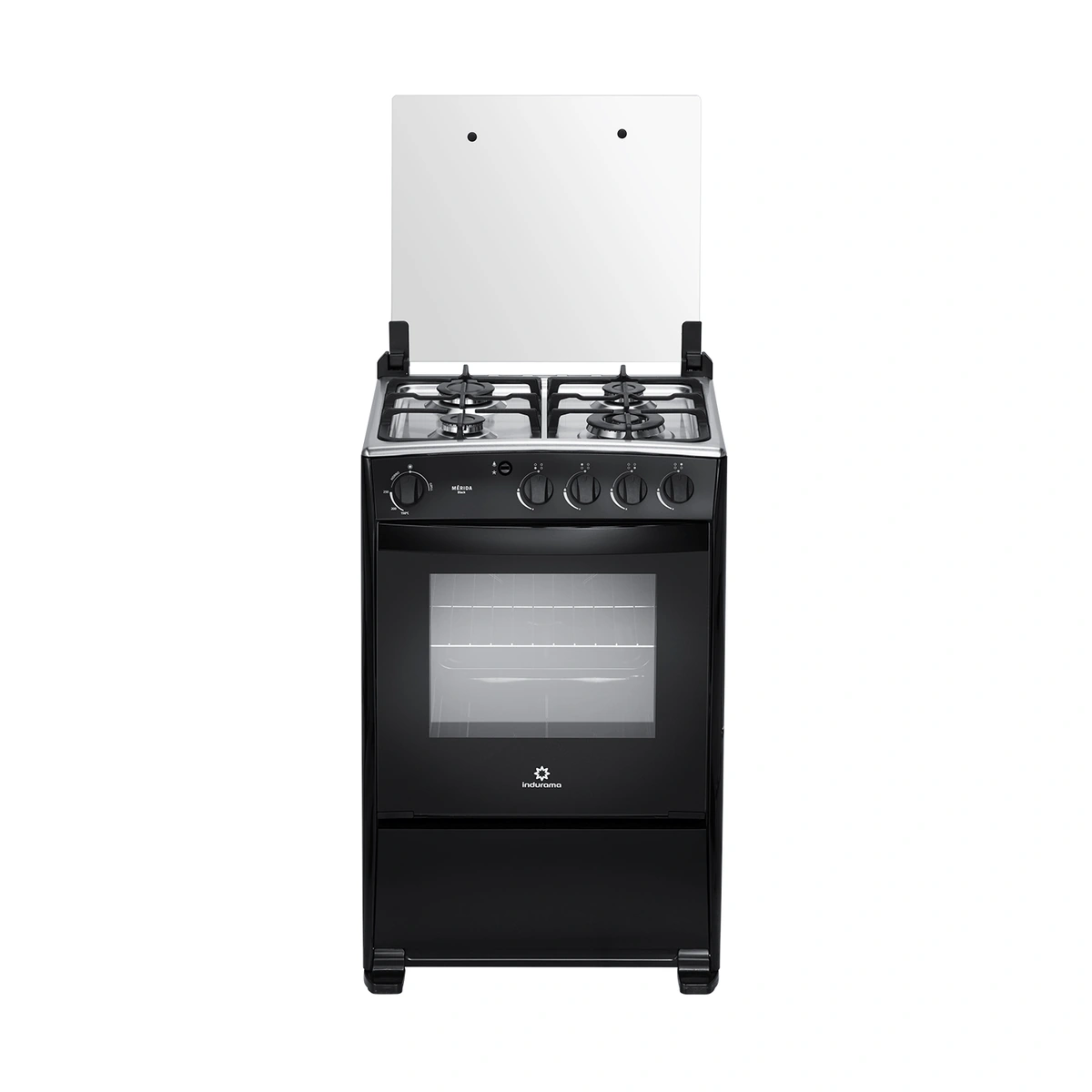 COCINA INDURAMA MERIDA BLACK QUARZO NEGRA 4 QUEMADORES 24"